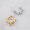 FAN OF FIVE PEAR-CUT (TEARDROP) AND FOUR ROUND CZ 316L SURGICAL STEEL SEPTUM HINGED SEGMENT RING